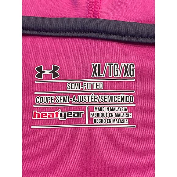 Under Armour heatgear semi-fitted Fuschia hooded shirt XL - Picture 3 of 9